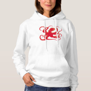 Enkel rödvektor Art Octopus Silhouette Hoodie T Shirt