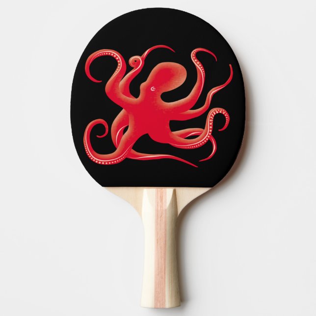 Enkel rödvektor Art Octopus Silhouette Pingisracket (Framsidan)
