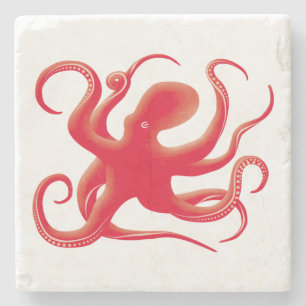 Enkel rödvektor Art Octopus Silhouette Stenunderlägg