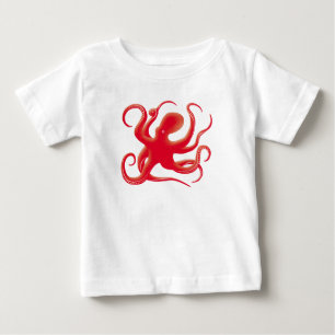 Enkel rödvektor Art Octopus Silhouette T Shirt