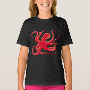 Enkel rödvektor Art Octopus Silhouette T Shirt