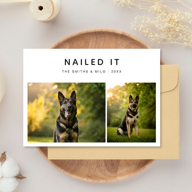 Enkel Rolig hund 2-foto Nails jul Julkort (Skapare uppladdad)