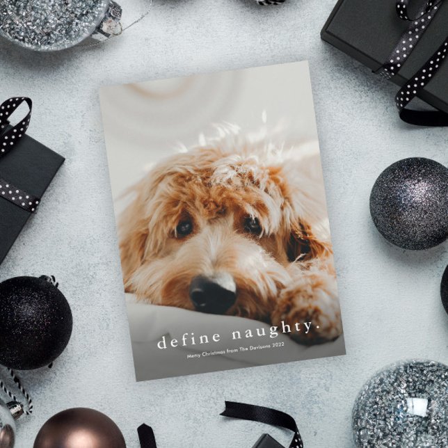 Enkel rolig husdjursjul  julkort (Funny Naughty Pet Photo Christmas Holiday Cards.)