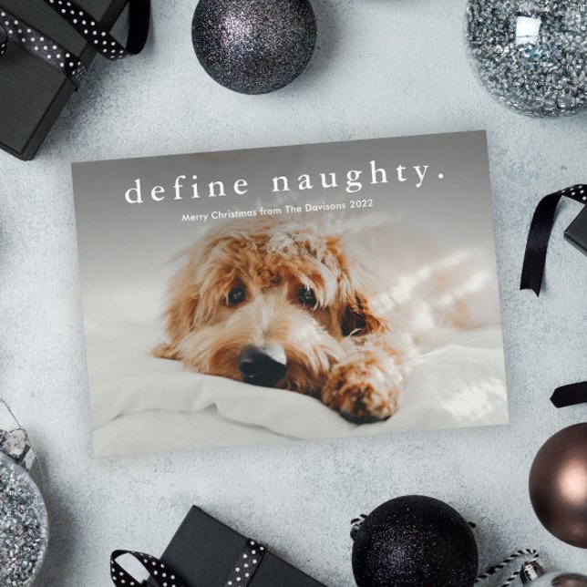 Enkel rolig husdjursjul  julkort (Funny Naughty Pet Photo Christmas Holiday Card.)