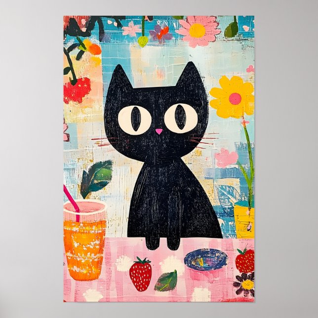 Enkel Rolig Söt Svart Katt  Poster (Framsidan)