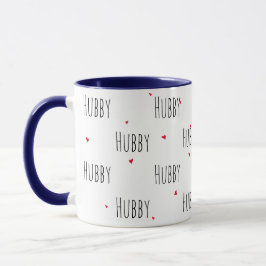 Enkel Roligt "Hubby"-typografi + Little Hearts Kär Mugg