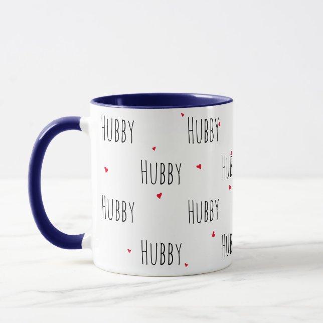 Enkel Roligt "Hubby"-typografi + Little Hearts Kär Mugg (Vänster)