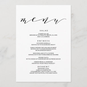 Enkel Romantik-calligrafi Bröllop Menu Meny