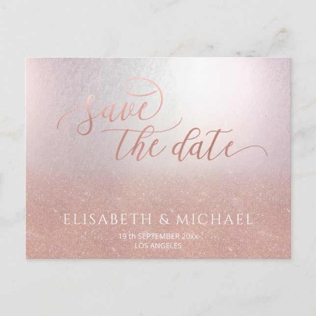 Enkel romantisk kalligrafi i ro guld a meddelande vykort (Framsida)