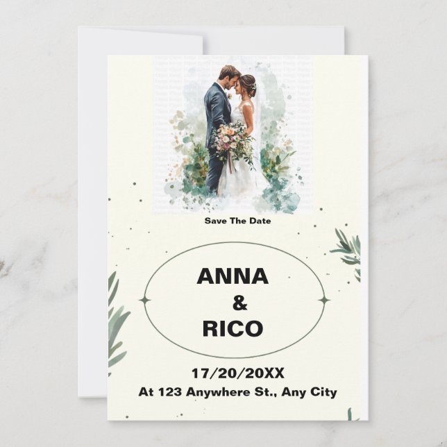 ENKEL&ROMANTISK: RUMÄNSKT SPARA DATKORDEN INBJUDNINGAR (Framsida)