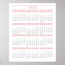 Enkel Rosa 2025-kalender Poster