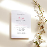 Enkel  Rosa 21:a födelsedagsinbjudan Inbjudningar<br><div class="desc">Enkel text  21:a födelsedagen. Du kan ändra teckensnittet färg och teckensnittstypen på menyn Redigera. Du kan också ändra färg och bakgrund på båda sidor om du vill.</div>