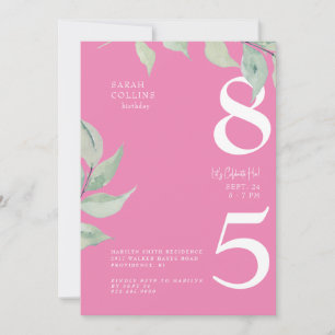 Enkel Rosa 85:e Födelsedagsfest inbjudan