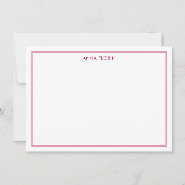 Enkel Rosa-anteckningskort för Gräns Anteckningskort (Framsida)