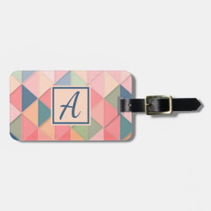 Enkel Rosa av Elegant Monogram Intial Bagagebricka