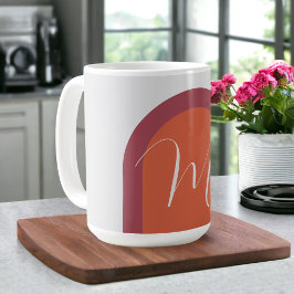 Enkel Rosa av koral Magenta med Monogram Kaffemugg