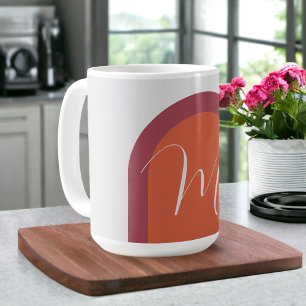 Enkel Rosa av koral Magenta med Monogram Kaffemugg