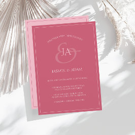 Enkel Rosa av Magenta Monogram bröllopsinbjudan Julkort