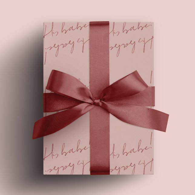 Enkel Rosa Babe Galentines Party-gåva Presentpapper (Simple Pink Babe Galentine's Day Party Gift Wrapping Paper)