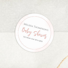 Enkel Rosa Babykläder med minimalistisk kalligrafi Runt Klistermärke