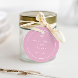 Enkel rosa båge för flickor baby shower gåvor etiketter