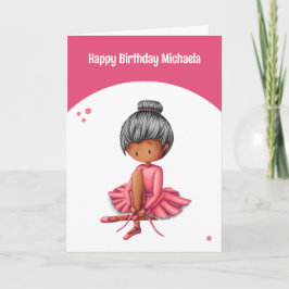 Enkel Rosa Ballerina Tutu Girl Birthday Kort