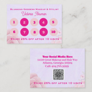 Enkel rosa blomster Estetiker Företag QR-kod Lojalitetskort