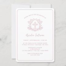 Enkel Rosa Blomstergross Kors Dop