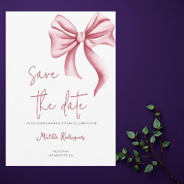 Enkel Rosa Bow Birthday Quinceañera Spara Datumet