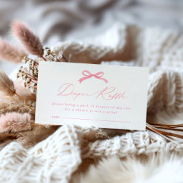 Enkel Rosa Bow Diaper Raffle Baby Shower Tilläggskort