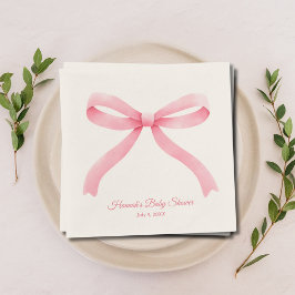 Enkel Rosa Bow Girly Baby Shower Napkins Pappersservett