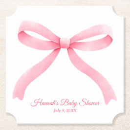 Enkel Rosa Bow Girly Baby Shower Underlägg Papper