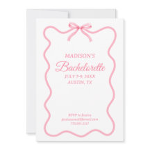 Enkel Rosa Bow Girly Bachelorette Party