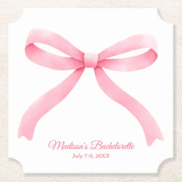 Enkel Rosa Bow Girly Bachelorette Party Underlägg Papper