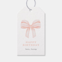 Enkel Rosa Bow Grattis på födelsedagen Presentetikett