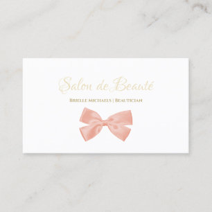 Enkel Rosa Bow Guld Script Girly Beauty Salon Visitkort