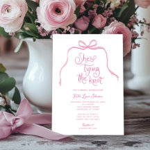 Enkel Rosa Bow Inbjudningskort för möhippan