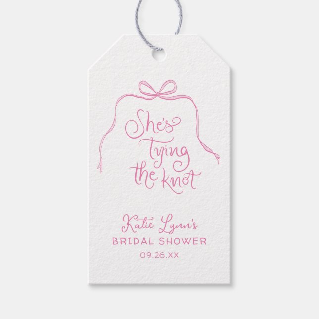 Enkel Rosa Bow-Möhippa Presentetikett (Framsidan)