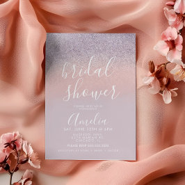 Enkel Rosa Bröllopsdusch Glitter i Roséguld  Vykort