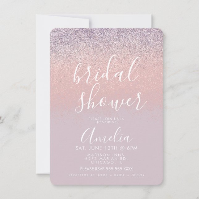 Enkel Rosa Bröllopsdusch Glitter Rund (Framsida)