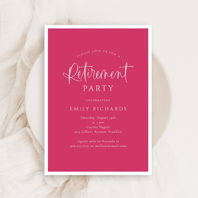 Enkel Rosa Calligraphy-skript Pension Party Inbjudningar (Skapare uppladdad)