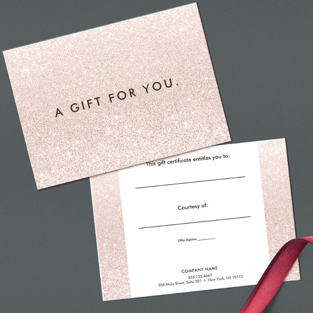 Enkel Rosa Champagne Glitter Gift-certifikat (Skapare uppladdad)
