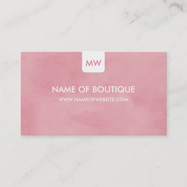 Enkel Rosa Chic Boutique Monogram Social Media Visitkort (Framsida)