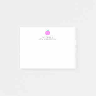 Enkel Rosa Cute Apple Personlig Lärare  Post-it Block