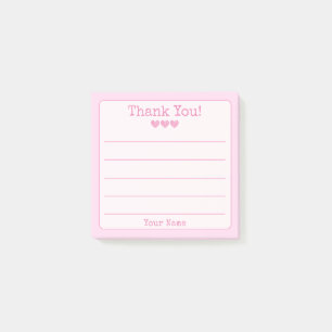 Enkel Rosa ditt namn och hör Tack Post-it Block
