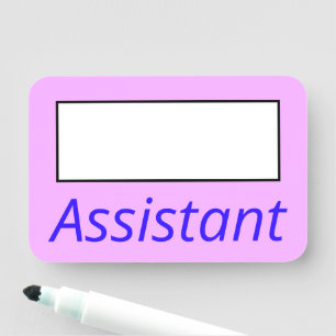 Enkel, Rosa, enkel "assistent" Namn bricka Namnbricka