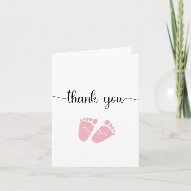 Enkel Rosa Feet Girl Baby Shower Tack Kort (Framsida)