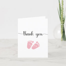 Enkel Rosa Feet Girl Baby Shower Tack Kort