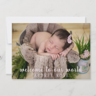 Enkel Rosa Flicka Fotokollage Birth Meddelande