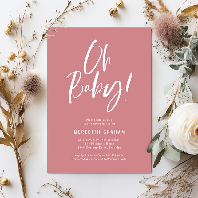 Enkel Rosa Flickbarnstödsprogram för calligrafi Inbjudningar (Skapare uppladdad)